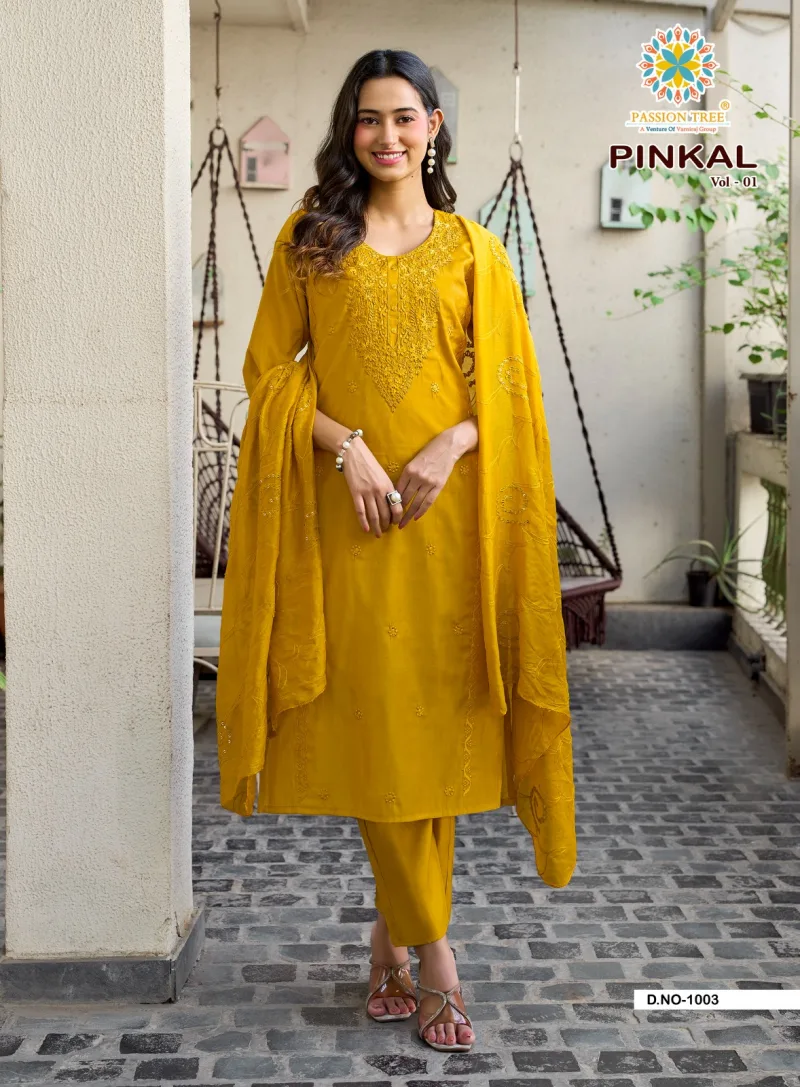 Pinkal Vol 1 By Passion Tree Roman Shimmer Kurti With Bottom Dupatta 